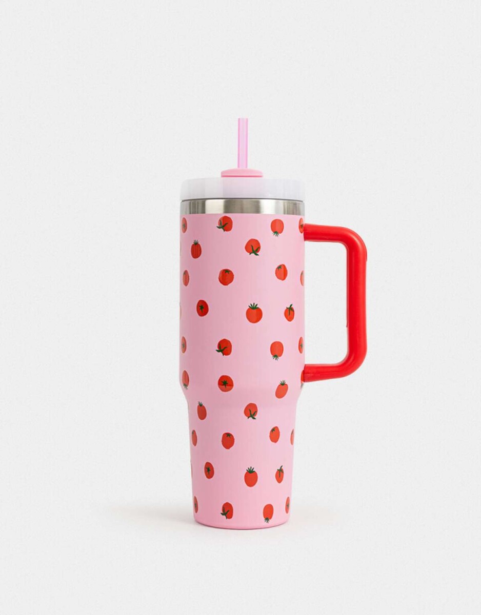 Vaso Alto Térmico Estampado - Fucsia Medio 