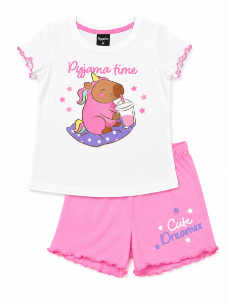 PIJAMA CONJUNTO SHORT Y REMERA CAPI ROSADO