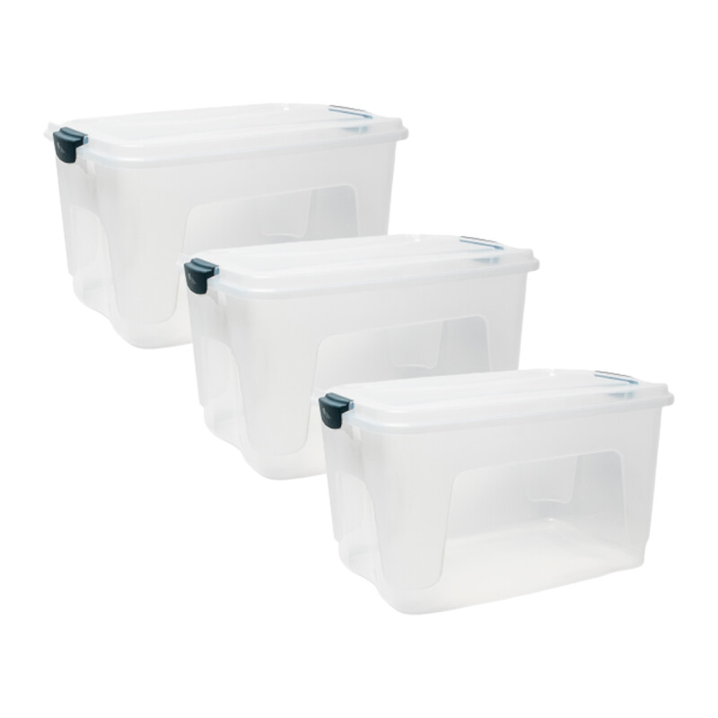 Set x3 Caja organizadora 30 lts Alta TRANSPARENTE