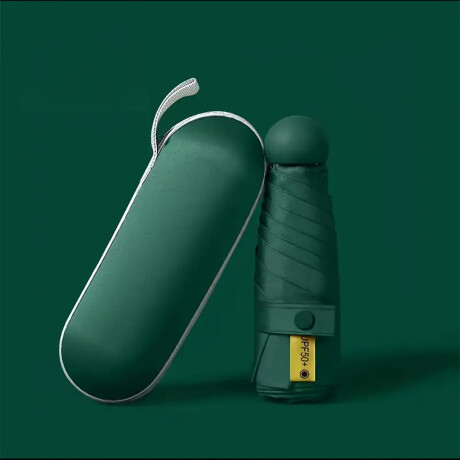 Paraguas plegable con mango y estuche colores pastel Verde Oscuro