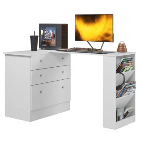 COMODA CON ESCRITORIO GIRATORIO - BLANCO COMODA CON ESCRITORIO GIRATORIO - BLANCO