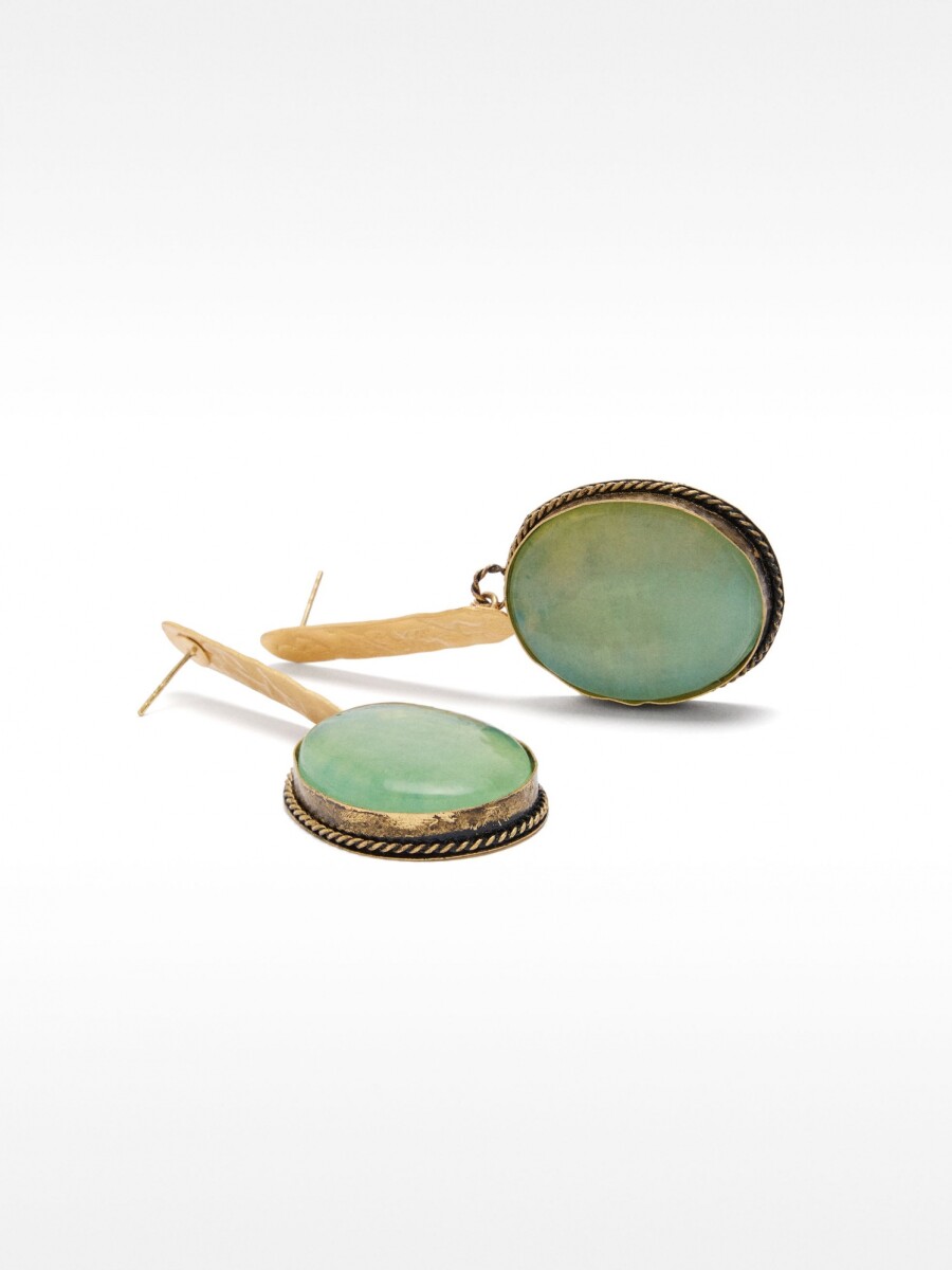 Pendientes Largos Maxi De Barra Con Piedras azul