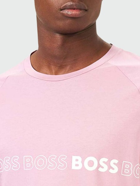 BOSS -Remera de algodón slim fit, BOSS Rosa