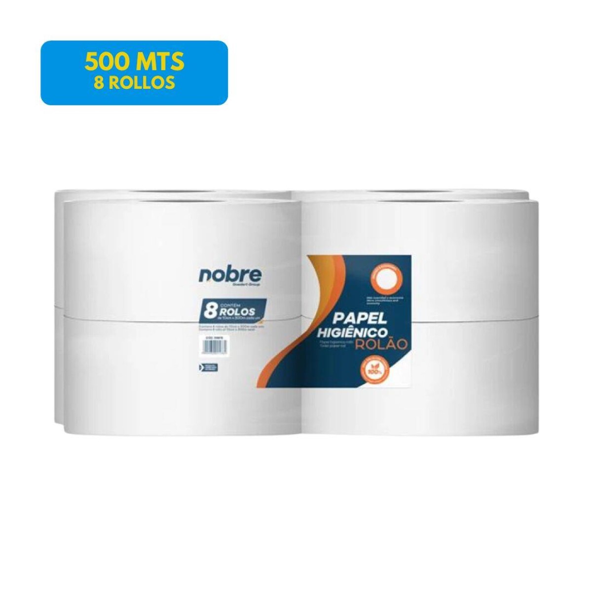 PAPEL HIGIÉNICO EXTRA BLANCO 500MT, 8 ROLLOS 