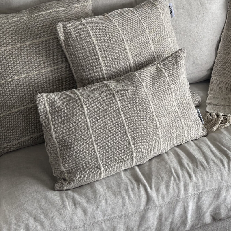 Funda de almohadón algodón 30x50cm Rayas Greige