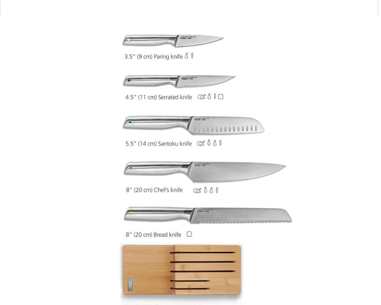 Set de Cuchillos Joseph Joseph con Bloque de Bambú - Preventa 20% OFF Set de Cuchillos Joseph Joseph con Bloque de Bambú - Preventa 20% OFF
