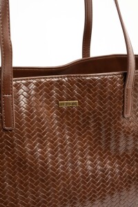 Travel Bag Trenzada Cuero Vegano Chocolate