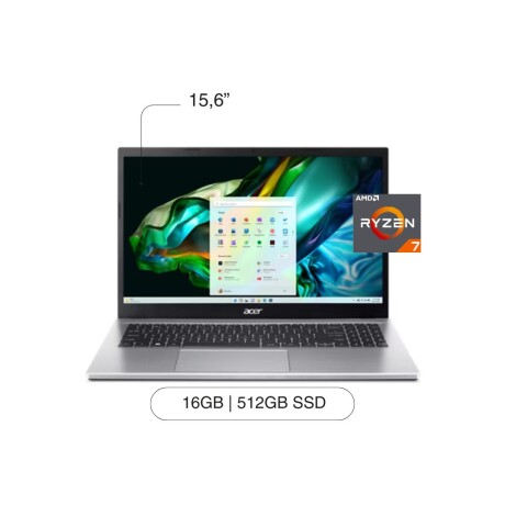 Notebook ACER Aspire 3 15,6' 512GB / 16GB RAM Ryzen 7 5700U W11 Notebook ACER Aspire 3 15,6' 512GB / 16GB RAM Ryzen 7 5700U W11