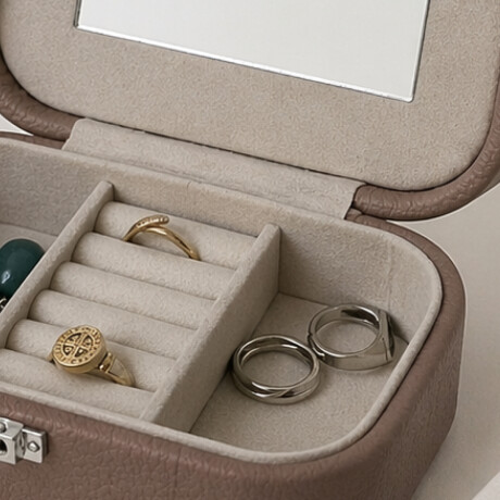 Joyero con espejo y hebilla - Chico 15x10x5cm Marron