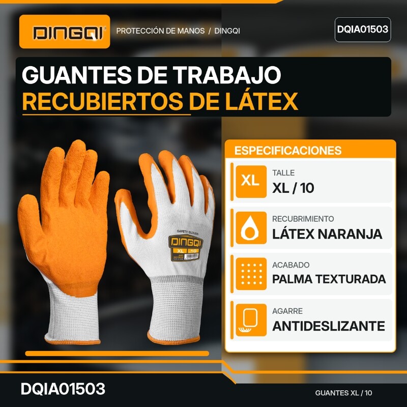 DINGQI GUANTE LATEX INDUSTRIAL XL BLANCO 250MM 55G PAR Dingqi Guante Latex Industrial Xl Blanco 250mm 55g Par