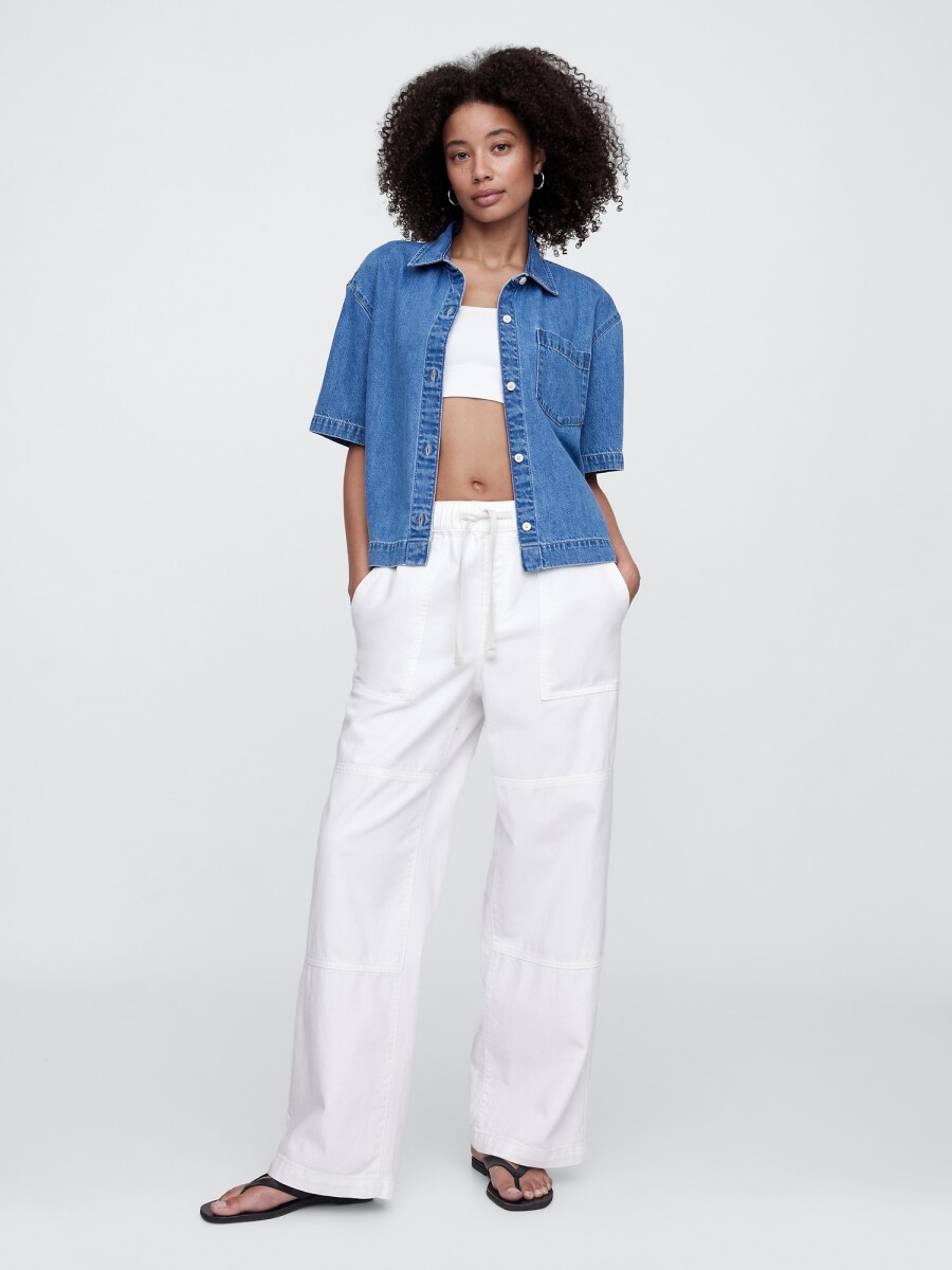 Jean Barrel Pull On Mujer - New Off White 