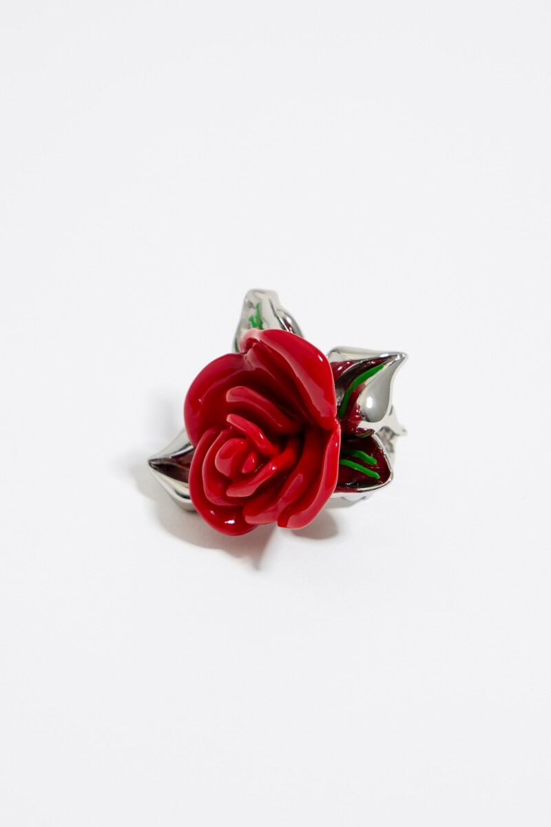 ANILLO RESINA ROJA HOJAS S Rojo