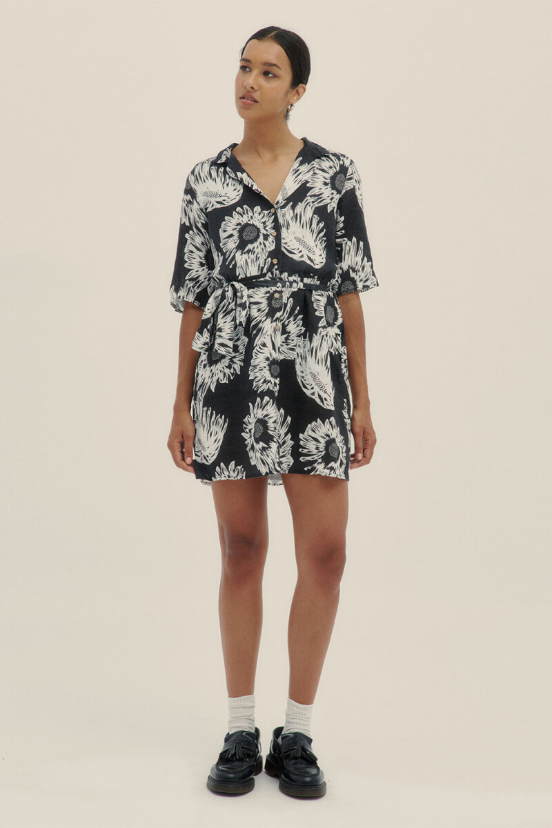 CAMP COLLAR DRESS Negro