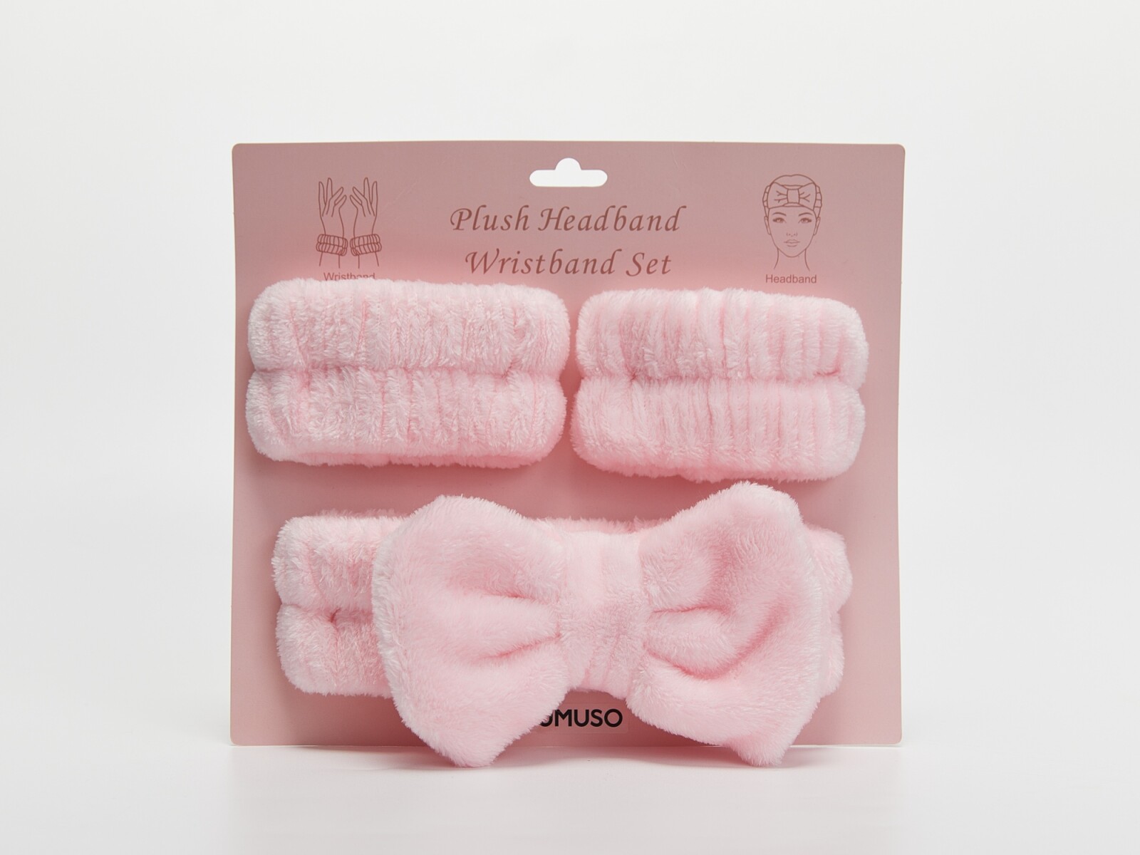 CONJUNTO DE DIADEMA Y MUÑECA CON MOÑA - ROSA 