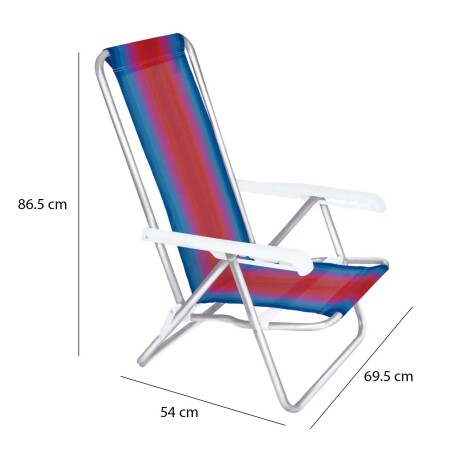 Reposera Silla Reclinable De Playa 4 Posiciones Aluminio Azul/naranja