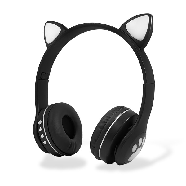Auriculares Bluetooth Over-Ear Cat VZV-23M con Orejas y Led Negro