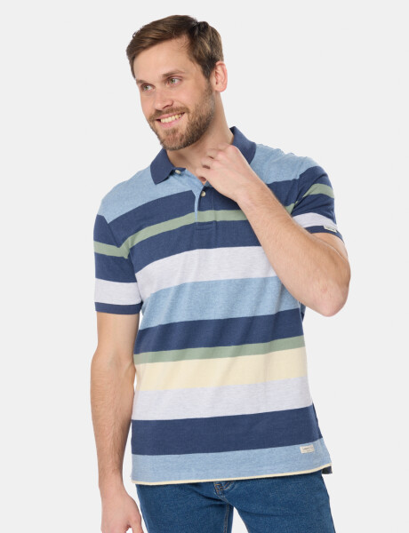 REMERA POLO JERSEY RAYADA Celeste