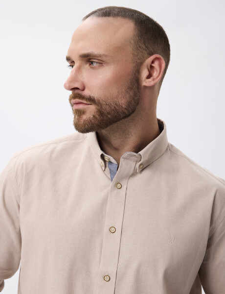 Camisa m/l tramada beige