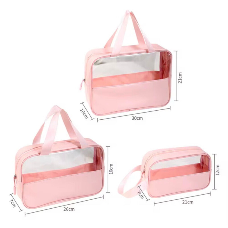 Set de Neceser de Viaje Transparentes Impermeables Rosa