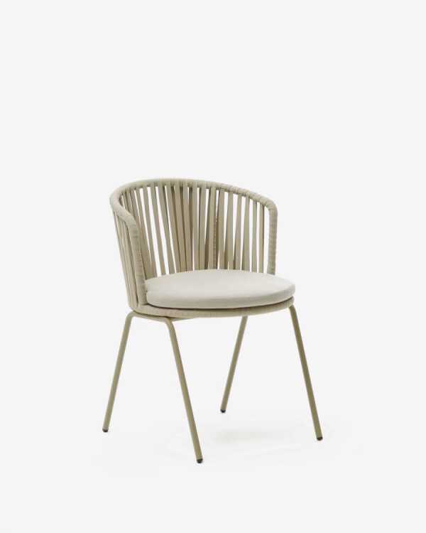 Silla exterior Saconca de cuerda y acero con acabado pintado negro
