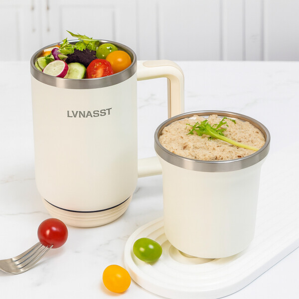 Vaso Térmico Acero inoxidable Doble 890ml + 295ml C/pajita Color Blanco