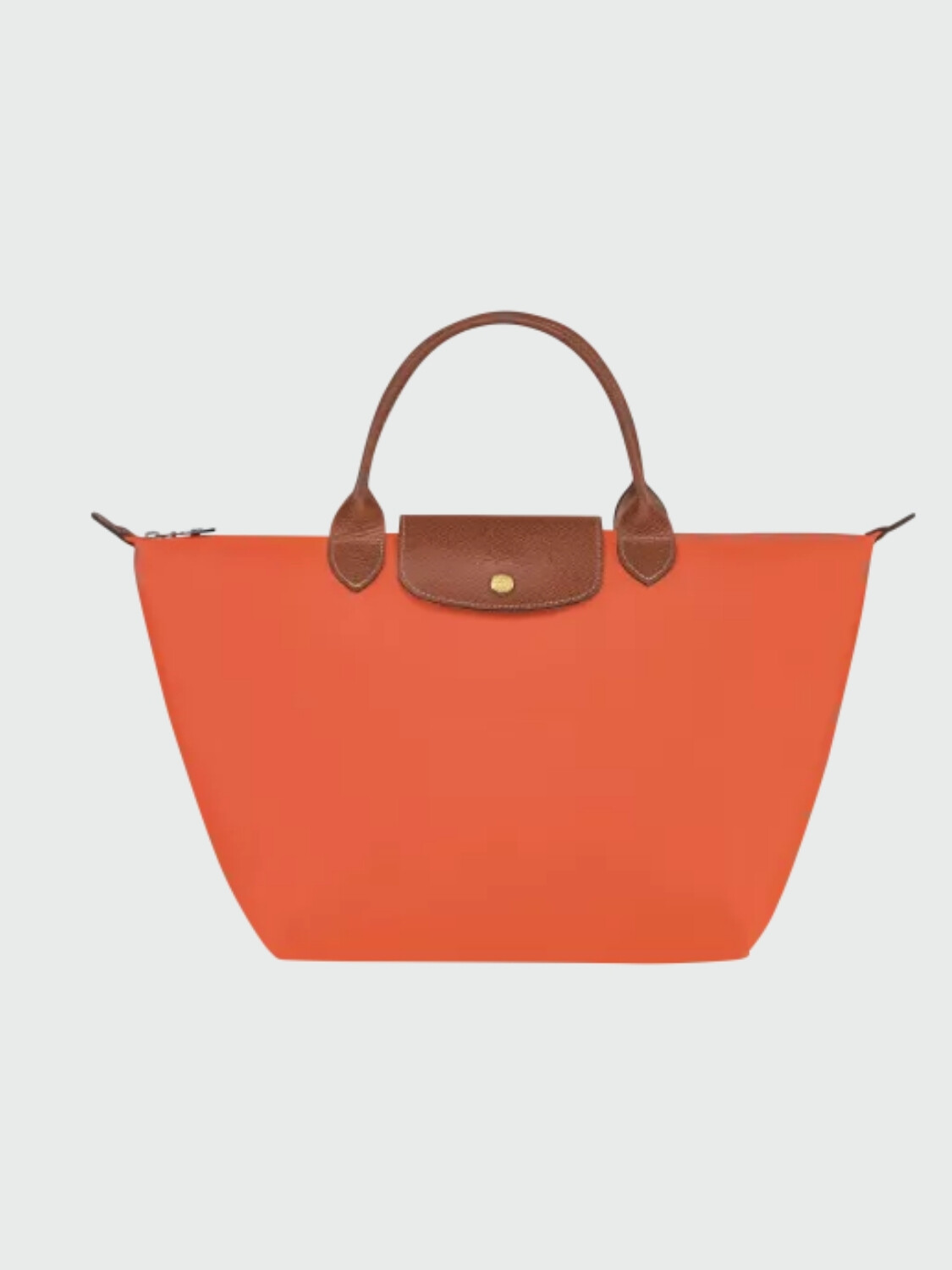 Longchamp -Cartera Longchamp plegable de nylon con cierre y asa corta, Le pliage M Naranja