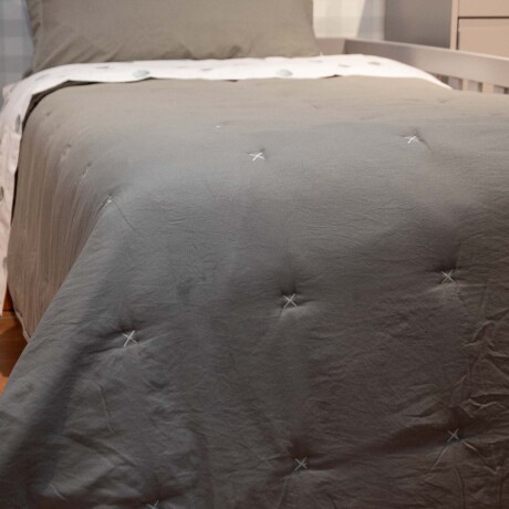 SET ACOLCHADO FIBRA SUAVE 1 PLAZA POLIESTER VERDE CROSS