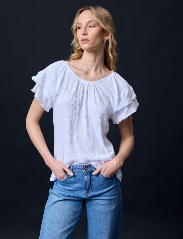 Blusa Manga Volados BLANCO