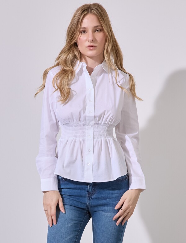 Camisa Algodon Frunce BLANCO