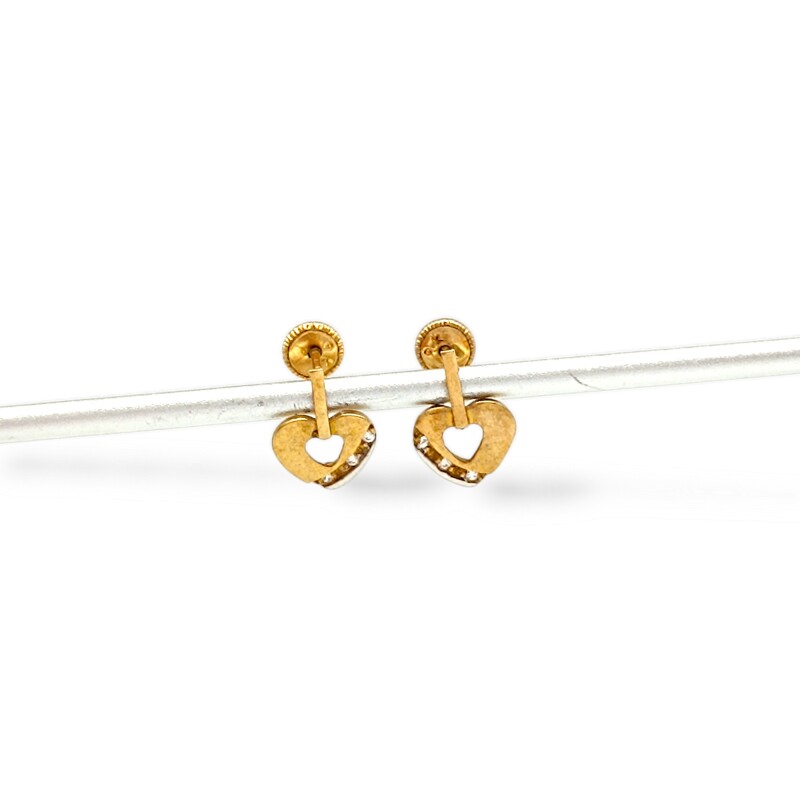 Caravanas Corazón de oro- Oro bajo - Zirconia- CA8051 conpiedra