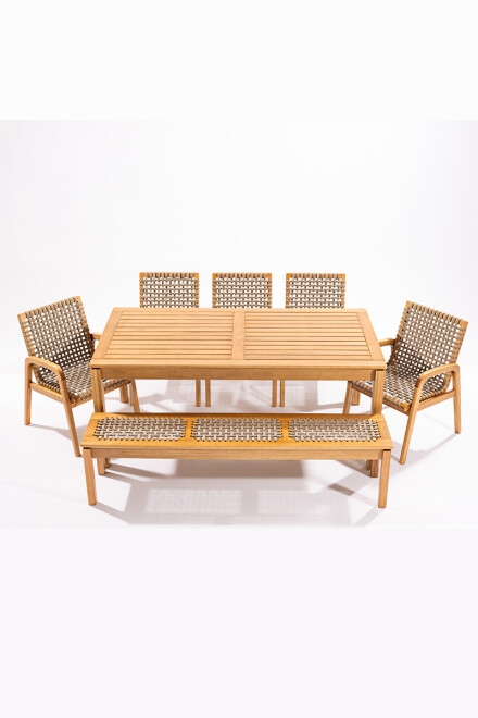 TRACO BANCO BANCO TRACO CUERDA RAMI 180x37x43CM JATOBA