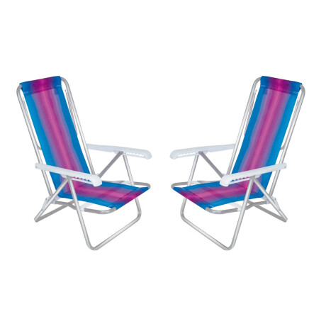 Set X2 Reposeras Sillas Playa Reclinables 8 Posiciones Alum Celeste/fucsia