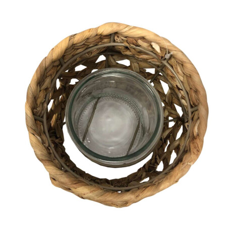 Candelabro Mimbre con Frasco Vidrio 20 x 15 cm