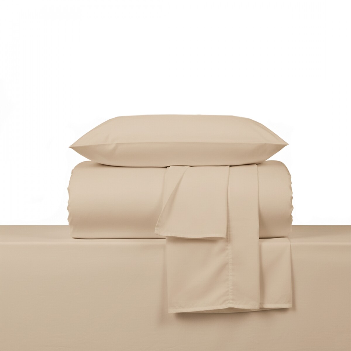 Juego de Sabanas 1 Plaza 200 Hilos - Pilar - Beige 