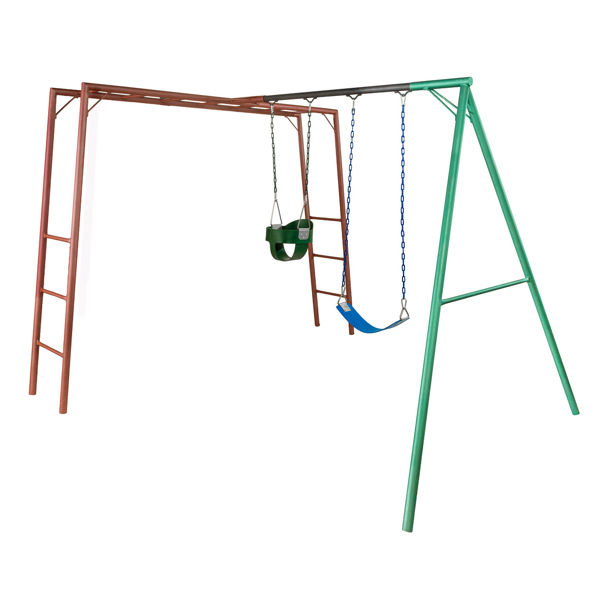 Pasamanos combinado con Juegos infantil diseñado para exterior con 1 hamacas de cincha, 1 hamaca de bebé. 