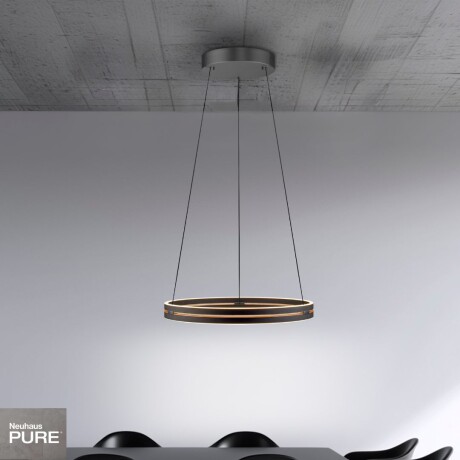 Colgante led anillo motorizado 44w 70cm a control remoto con varias funciones, Negro y madera Colgante led anillo motorizado 44w 70cm a control remoto con varias funciones, Negro y madera