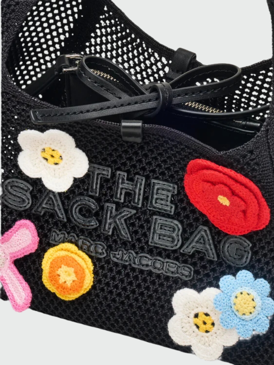 THE DAISY CROCHET MINI SACK BAG Negro Estampado