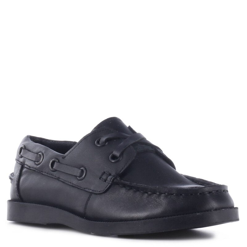 Zapatos de Niño Boomerang nautico MAP de cuero para uniforme Negro