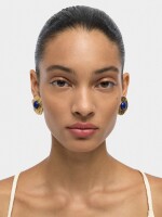 Pendientes Redondos Con Piedras azul