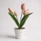 Planta Con Maceta Flor Tulipán Rosa Claro