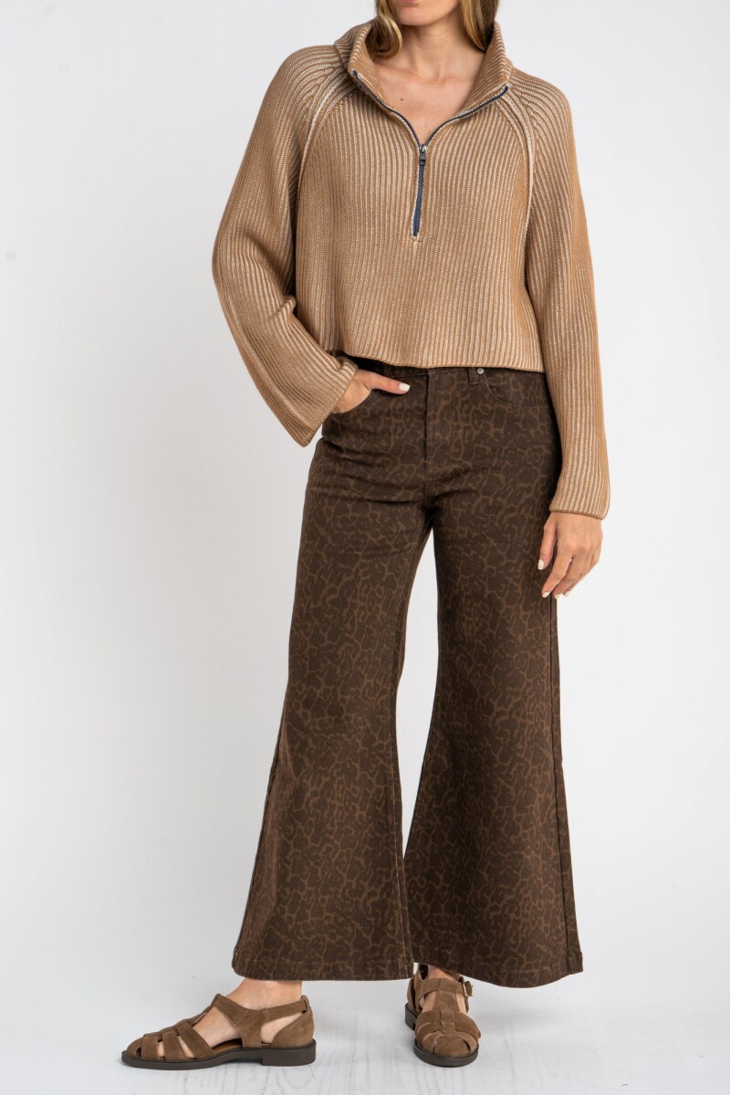 Sweater Algodón Cierre Camel