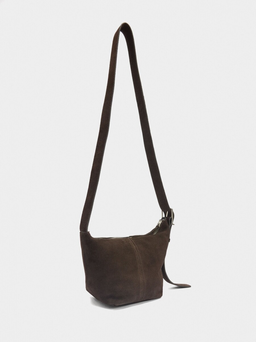 Bolso Bandolera De Piel Lisa marron
