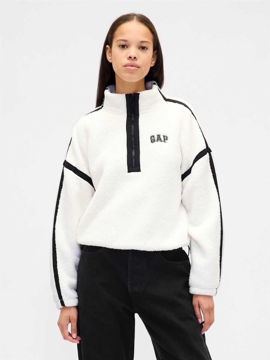 Buzo Polar Medio Cierre Logo Gap Mujer - New Off White 