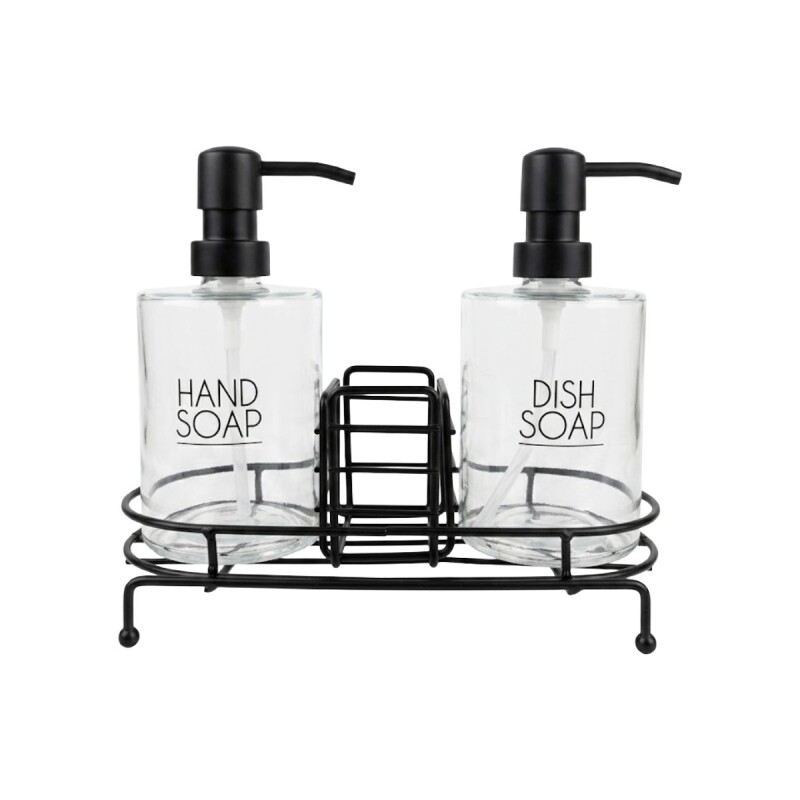 SET DISPENSADOR VIDRIO P/JABON 3PZAS Unica