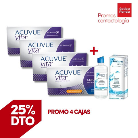 Acuvue Vita Torico - PROMO 4 Cajas + Renú Natura Acuvue Vita Torico - Promo 4 Cajas + Renú Natura
