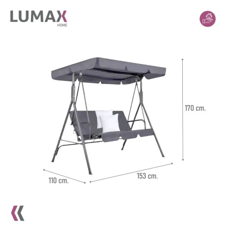 Hamaca Jardín Lumax con Toldo Hierro Exterior Gris