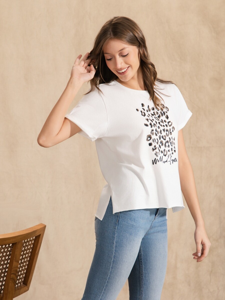 Remera con Serigrafía. - Azul Marino. 
