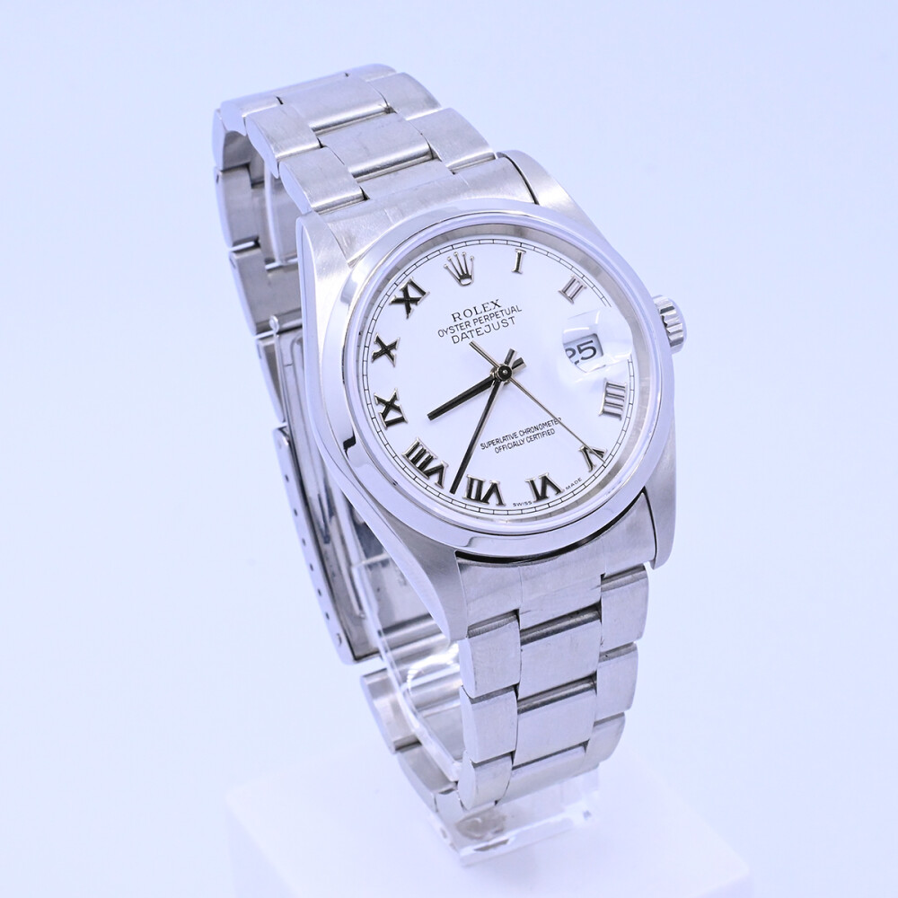 Rolex Datejust 16200 acero 36 mm. Números romanos con caja y papeles, año 2005. Rolex Datejust 16200 acero 36 mm. Números romanos con caja y papeles, año 2005.