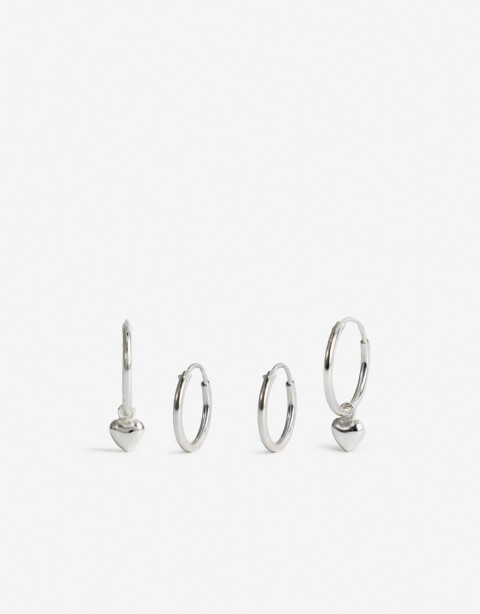Aros Argollas Set Metal Set De Argollas Plata 925 - Plateado