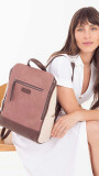 MOCHILA QUEEN MAUVE TABACO Y MANTECA